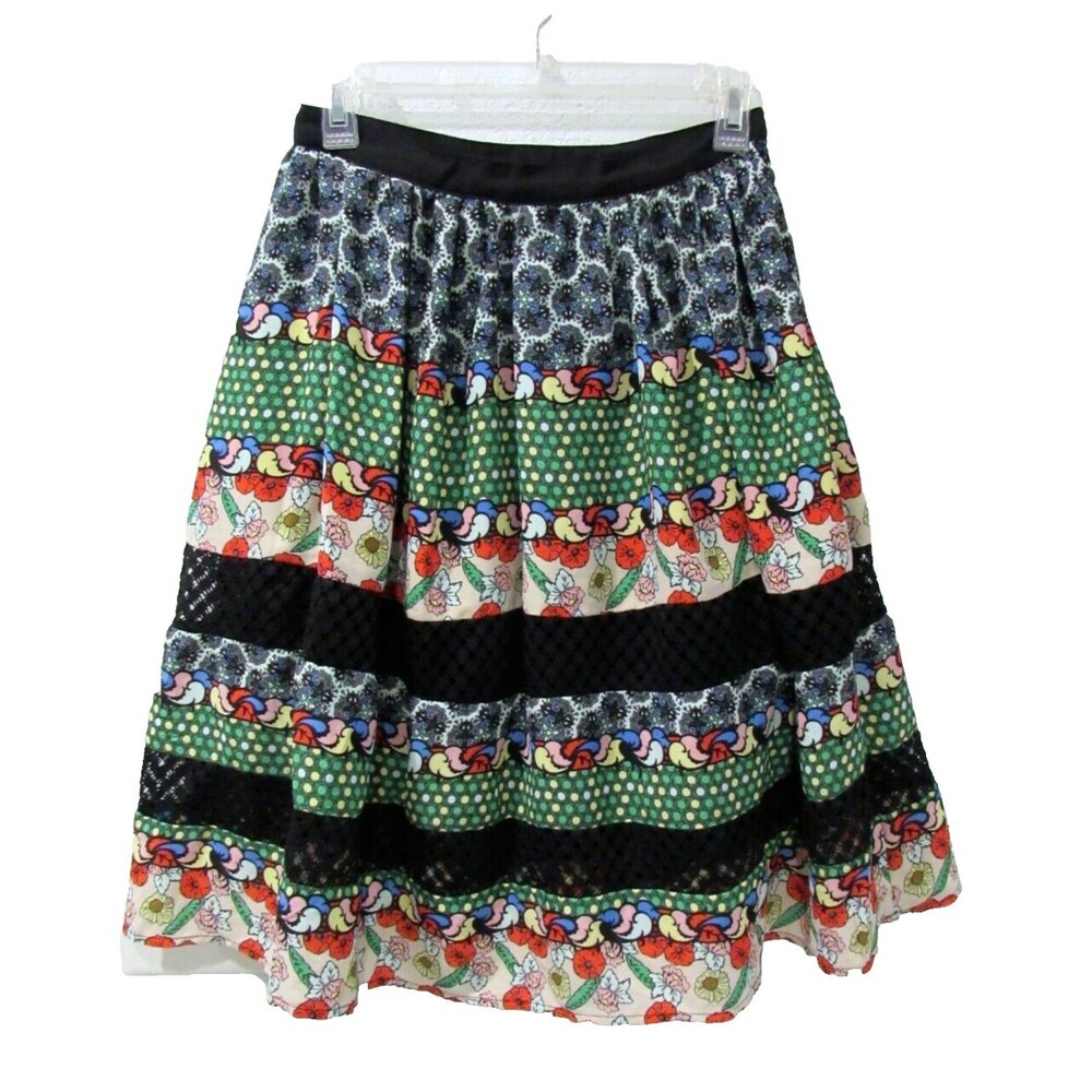 DISNEY Alice Through the Looking Glass Tiered Skirt Size SMALL Boho Patchwork